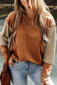 Color Block Dropped Shoulder Hoodie Trandify deal