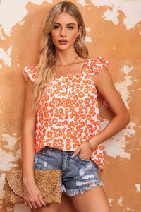 Floral Square Neck Cap Sleeve Tank Trandify deal