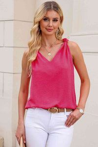 Knot Detail V-Neck Tank - Trandify Deal