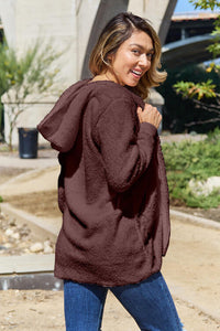 Full Size Teddy Hooded Jacket with Pockets Trandify deal