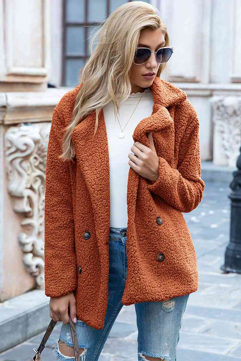 lvy Lane Full Size Lapel Collar Sherpa Coat Trandify deal