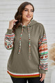 Plus Size Waffle-Knit Geometric Dropped Shoulder Hoodie Trandify deal