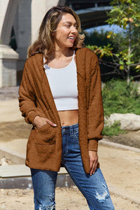Full Size Teddy Hooded Jacket with Pockets Trandify deal