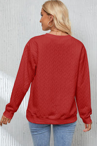 XOXO Heart Round Neck Dropped Shoulder Sweatshirt Trandify deal
