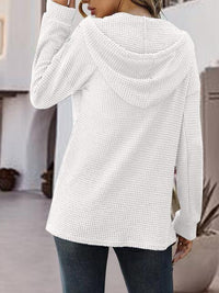 Half Button Up Drawstring Hoodie Trandify deal