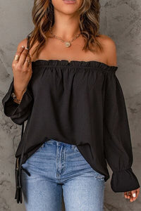 Frill Off-Shoulder Flounce Sleeve Blouse Trandify deal