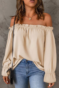 Frill Off-Shoulder Flounce Sleeve Blouse Trandify deal