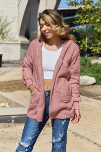 Full Size Teddy Hooded Jacket with Pockets Trandify deal