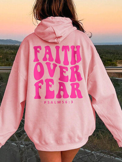 FAITH OVER FEAR Dropped Shoulder Hoodie Trandify deal