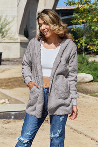 Full Size Teddy Hooded Jacket with Pockets Trandify deal