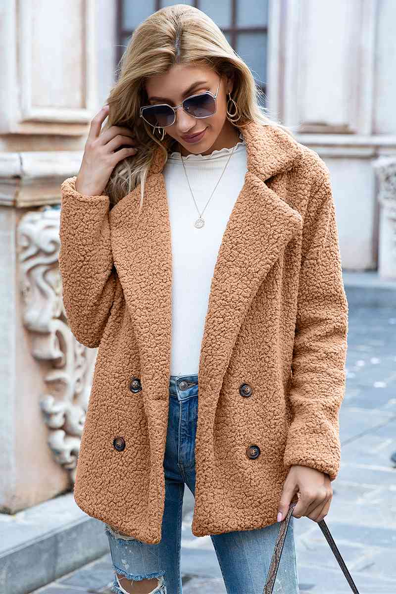 lvy Lane Full Size Lapel Collar Sherpa Coat Trandify deal