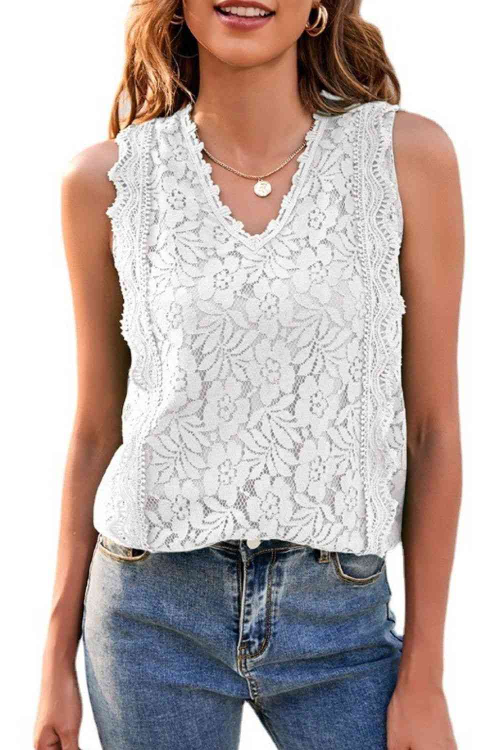 Lace V-Neck Tank Trandify deal