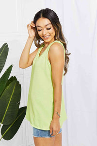 Blumin Apparel Chance of Sun Full Size Ribbed V-Neck Tank in Green Trandify deal
