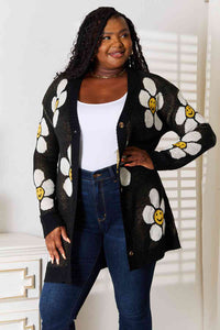 Double Take Floral Button Down Longline Cardigan Trandify deal