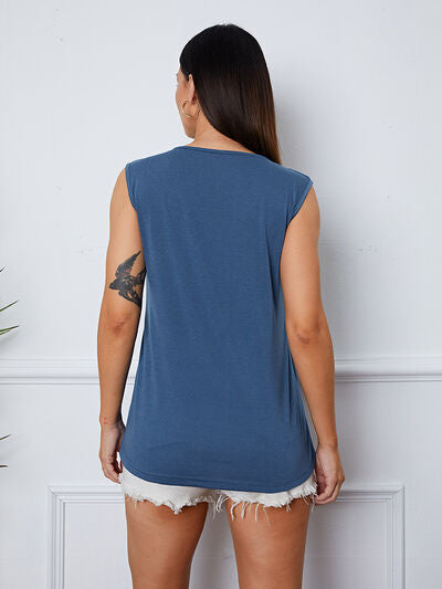 Square Neck Decorative Button Tank Trandify deal