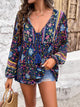 Devine Printed Tie Neck Long Sleeve Blouse Trandify deal