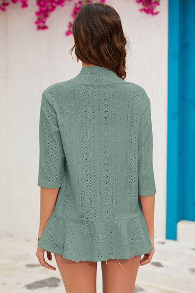 Eyelet Open Front Cardigan Trandify deal