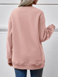 Graphic Round Neck Dropped Shoulder Sweatshirt Trandify deal