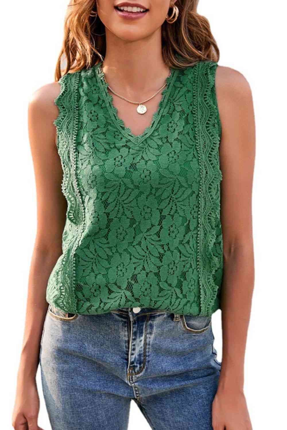 Lace V-Neck Tank Trandify deal