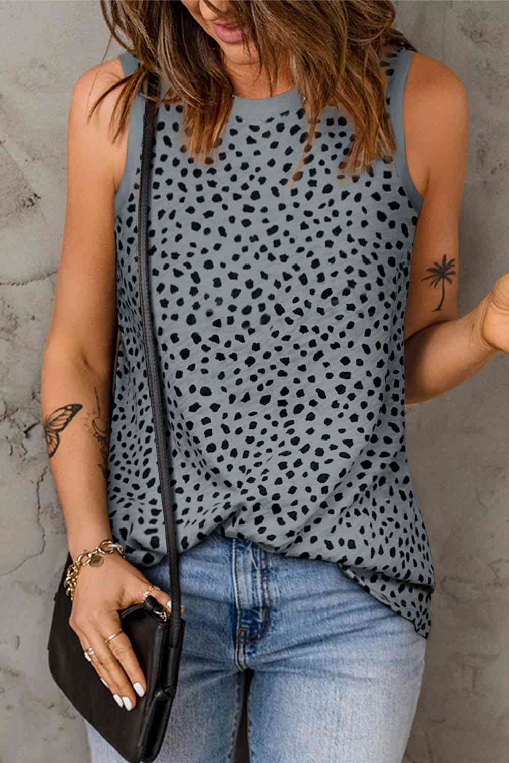 Printed Round Neck Tank - Trandify Deal