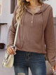 Half Button Up Drawstring Hoodie Trandify deal