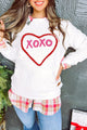 XOXO Heart Round Neck Dropped Shoulder Sweatshirt Trandify deal
