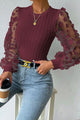 Double Take Textured Applique Long Sleeve Blouse Trandify deal