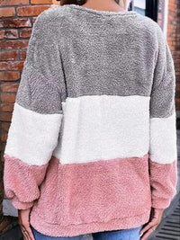 Color Block Round Neck Long Sleeve Sweatshirt Trandify deal