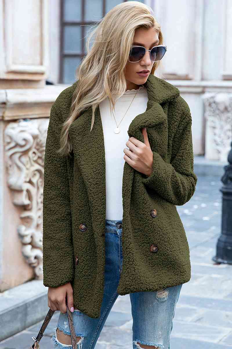 lvy Lane Full Size Lapel Collar Sherpa Coat Trandify deal