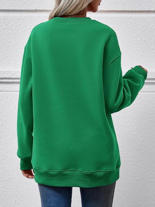 Graphic Round Neck Dropped Shoulder Sweatshirt Trandify deal