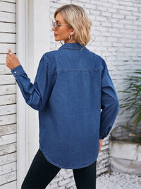 Button Up Collared Neck Denim Jacket Trandify deal
