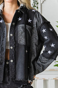 Veveret Star Embroidered Hooded Denim Jacket Trandify deal