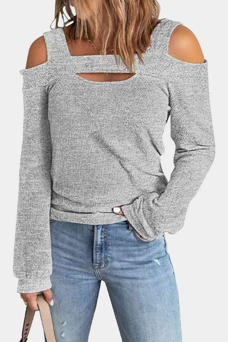 Full Size Cutout Cold Shoulder Blouse Trandify deal