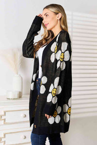 Double Take Floral Button Down Longline Cardigan Trandify deal