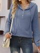 Half Button Up Drawstring Hoodie Trandify deal