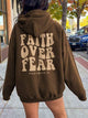 FAITH OVER FEAR Dropped Shoulder Hoodie Trandify deal