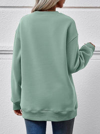 Graphic Round Neck Dropped Shoulder Sweatshirt Trandify deal