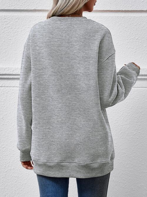 Graphic Round Neck Dropped Shoulder Sweatshirt Trandify deal