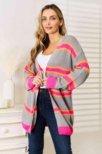 Woven Right Ribbed Long Sleeve Cardigan Trandify deal