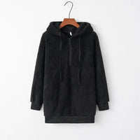 Full Size Quarter-Zip Drawstring Teddy Hoodie Trandify deal