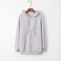 Full Size Quarter-Zip Drawstring Teddy Hoodie Trandify deal