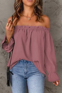 Frill Off-Shoulder Flounce Sleeve Blouse Trandify deal
