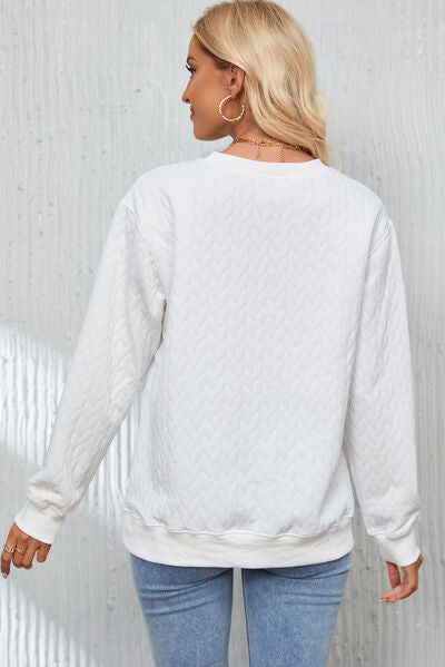 XOXO Heart Round Neck Dropped Shoulder Sweatshirt Trandify deal