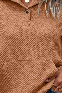 Geometric Snap Button Long Sleeve Sweatshirt Trandify deal