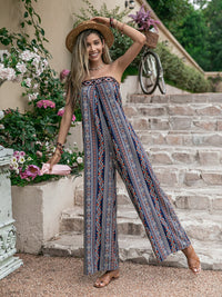 Tied Printed Tube Wide Leg Jumpsuit Trandify deal