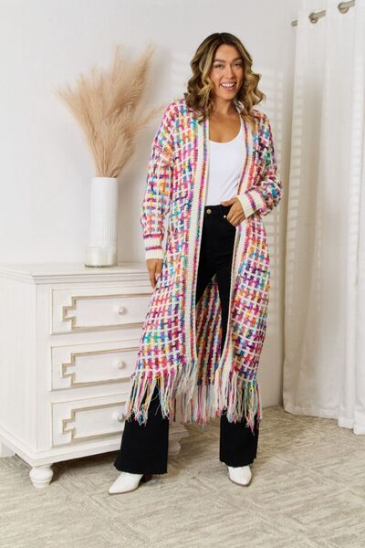 Angel wings Multicolored Open Front Fringe Hem Cardigan Trandify deal