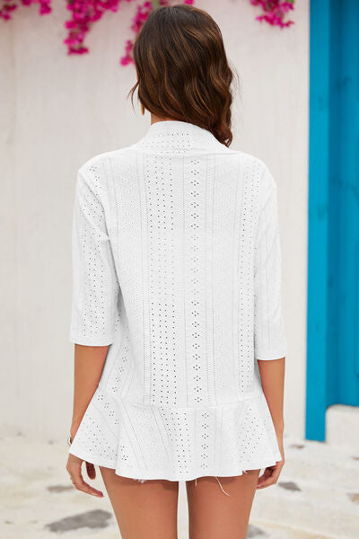 Eyelet Open Front Cardigan Trandify deal