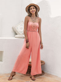 Women’s Breathable Wide Leg Jumpsuit – Stylish Openwork Design