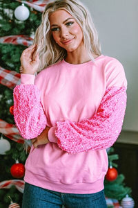Sequin Round Neck Dropped Shoulder Sweatshirt Trandify deal