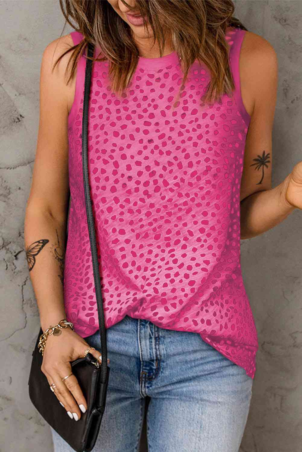 Printed Round Neck Tank - Trandify Deal